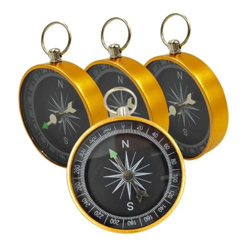 Set de 4 brújulas mini llavero de aluminio dorado miniatura 1