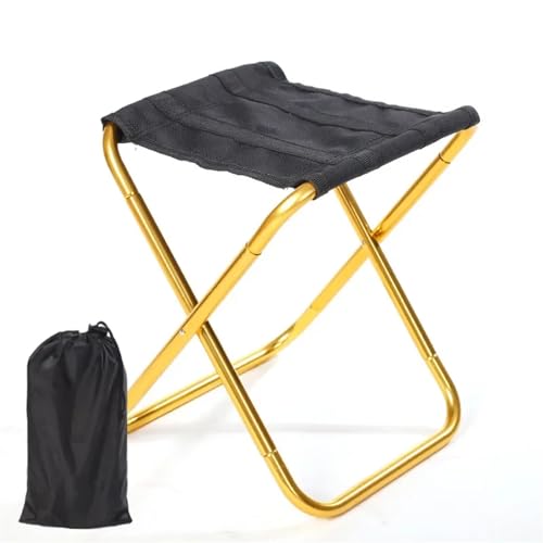 Mini siège de rangement pliable tabouret camping alu jaune - 2