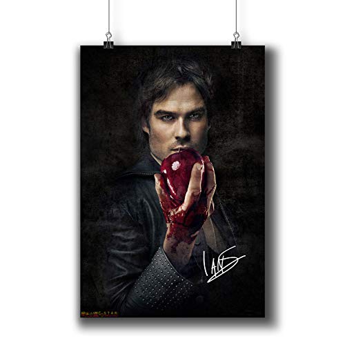 Pentagonwork The Vampire Diaries TV Photo Poster Prints 058-007 Damon Salvatore Ian Somerhalder Reprint Signed Casts,Wall Art Decor Gift (A3|11x17inch|29x42cm)