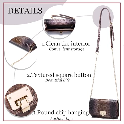 Image of Makcr Joacbv Small Crocodile Crossbody Cell Phone Purse for women Vegan Leather Clutch Wallet with Leather Shoulder Strap | Small