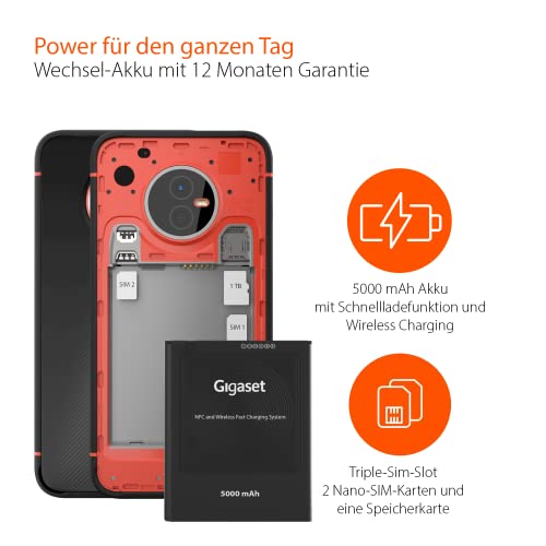 Gigaset GX4 Outdoor Smartphone 4G - Baustellenhandy - staub- & wasserdicht IP68, 6,1' HD+ V-Notch...
