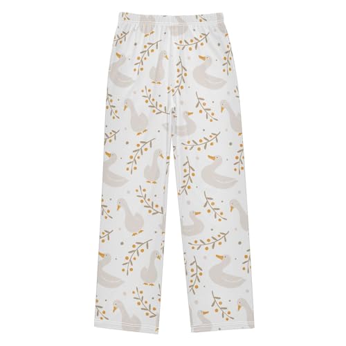 Duck Leaves Boys Long Pants Soft Trousers Elastic Waist Kids Lounge Bottoms with Pockets S-XL