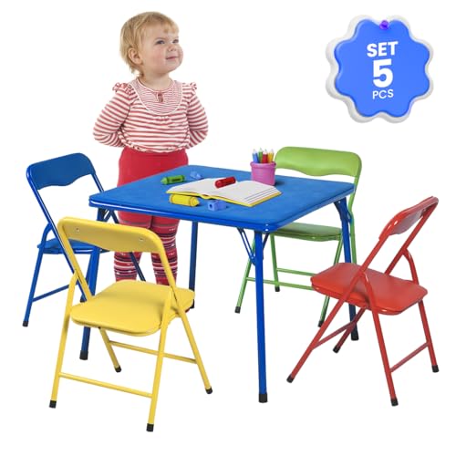 Catálogo para Comprar On-line Comedor Cuadrado 4 Sillas de esta semana. 49 Raganet, Mesa Infantil Cuadrada con 4 Sillas, para Comidas y Actividades Infantiles de 61cm X 61cm X 50cm, Estructura de Metal Resistente y Acabados de Vinilo, Multicolor (4...