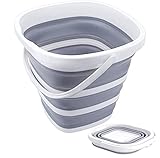 YOYIICOOL バケツ 5L 10L 厚い 釣りバケツ 折りたたみバケツ 屋外釣りバケッ 洗濯バケツ トキャンプ用品 洗浄車バケツ多機能便利なグレー(10L 厚い)