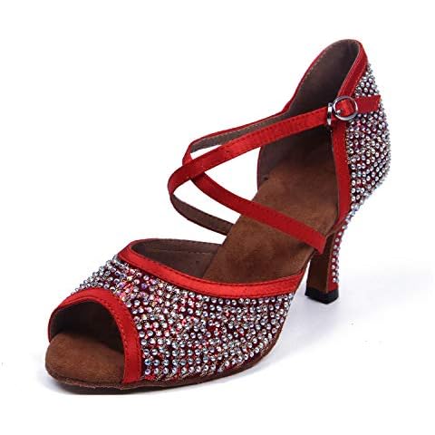 Zapatos de Baile Latino Syrads con pedrería Suela Blanda 1071-2 Cover