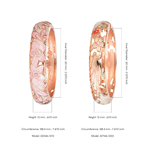 Ujoy Handcraft Cloisonne Jewelry Bracelet Colorful Enamel Butterfly Flower Bird Hollowed Spring Hinged Cuff Bangles Women Gifts Pack In Box 88A11-88A31 Cream Pink #TOP2