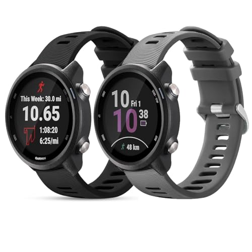Shecret 2 Piezas 20mm Correas para Garmin Vivoactive 3/3 Music/Venu/Venu 2 Plus/Sq/Sq 2/Forerunner 245/645/55, Pulsera de Repuesto de Silicona Suave para Garmin Vivomove HR/Instinct 2S, Negro Gris