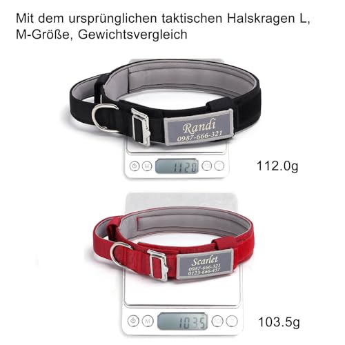 Hundehalsband Personalisiert Mit Metallschnalle und Reflektierendes Etikett, Leichtes Taktisches Personalisiert Hundehalsband für Große Mittlere Hunde, Benutzerdefinierte Hunde Halsband