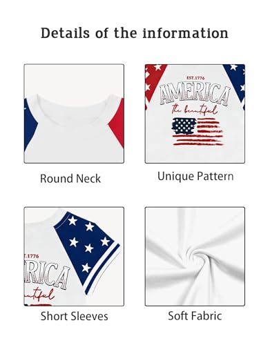 Image of AMWIPE Boys Girls USA Shirt Kids 250 Anniversary USA Shirts American Flag Tshirt 4th of July Outfits Cute Patriotic Top 6-14y