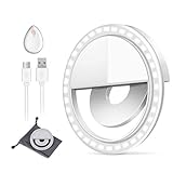 Selfie Light, BESTTY Super Slim [Rechargable Battery] Selfie Ring Light for Camera Selfie LED Camera Photography Light, Protection Eyes Natural Light (White) contain Silicone Makeup Sponge