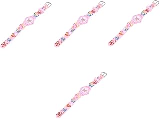 Relógio Pulseira 4 Pçs Moda Borboletas Relógio Bonito Adorável Pulso Criança D Crianças Moda Ornamento Decorativo Rosa Desenho Animado Menina Adorável Faixa De Relógio De Silicone