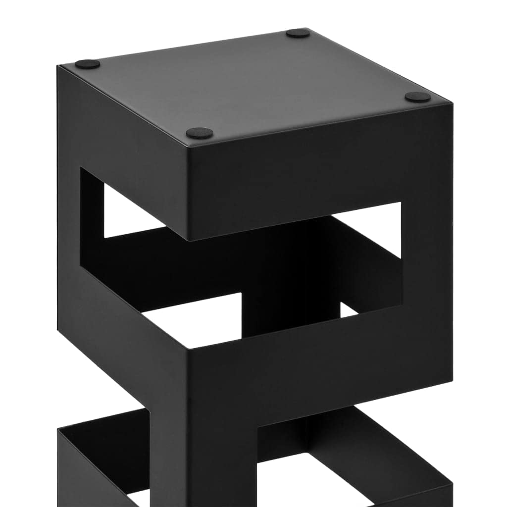 Portaombrelli in acciaio verniciato a polvere, nero, 15,5 x 15,5 x 48,5 cm, con vaschetta raccogligocce in plastica rimovibile, per corridoio, casa e stoccaggio