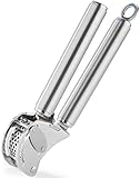 RÖSLE Presse ail avec Racloir   Presse de Qualité Professionnelle pour Gingembre et Ail, avec Tamis Dépliable   Acier Inoxydable 18/10   Passe au Lave Vaisselle, Argenté