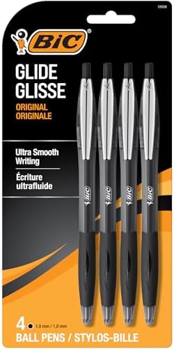 BIC VCGP41-Blk Atlantis Original Retractable Ballpoint Pen Medium Point (1.0 mm)- Black, Pack of 4 Pens