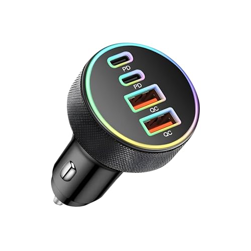 Ankuee 4 in 1 USB C Car Charger, 4-Port 90W PD QC Dual USB C & USB A Vehicle Fast Charging Cigarette...