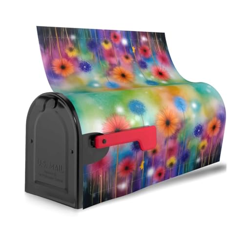 Image of Colorful Seasonal Floral Mailbox Cover Magnetic Abstract Spring Summer Flowers Waterproof Mailbox Wraps Post Letter Box Decor 21x18 in