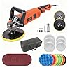 Kit de pulidora de búfer, pulidora rotativa de 1600 W con almohadillas de 6 pulgadas/7 pulgadas, 7 velocidades 1000-3500 RPM, mango desmontable para automóvil, lijado de barcos, pulido, encerado