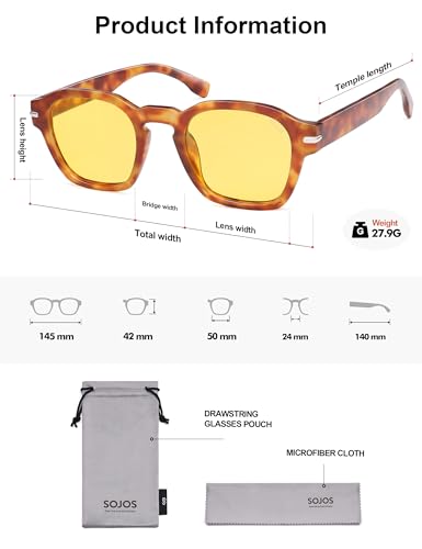 Image of SOJOS Retro Square Polarized Sunglasses Men Trendy Womens SJ2382 | Vintage UV400 90s Sun Glasses Outfit Driving