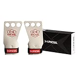 PICSIL Azor Grips, Workout Grips with Increased Magnesium Retention, Light and Resistant Unisex Hand Grips for Weightlifting and Gymnastics, Blocks Rips and Blisters, 3 Holes, White, Small