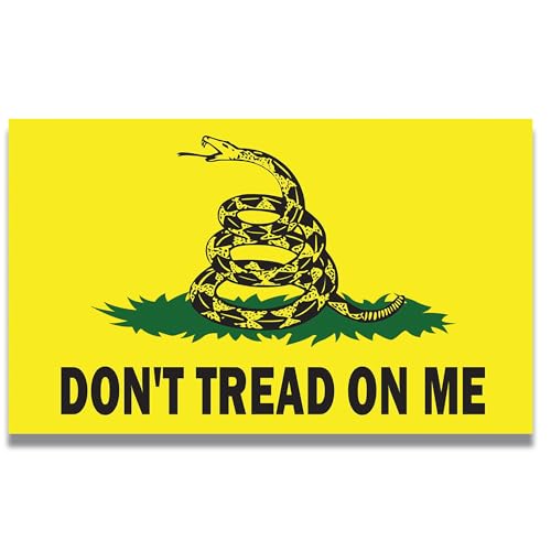 Image of Magnet Me Up: Don't Tread on Me Gadsden Flag Car Magnet Decal - 5x8 Inches, Yellow, Green, and Black, Heavy-Duty Automotive Magnet for Car, Truck, SUV - Show Your Patriotic Freedom Spirit on The Road