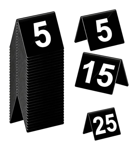 Panneaux de numéros de table en acrylique au fini noir premium pour banquet et gala de prestige