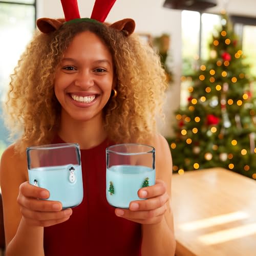 Tessco 4-Piece Christmas Icon Glass Set - Gingerbread Man, Candy Cane, Snowman & Christmas Tree Stemless Cups for Holiday Celebrations - Image 5
