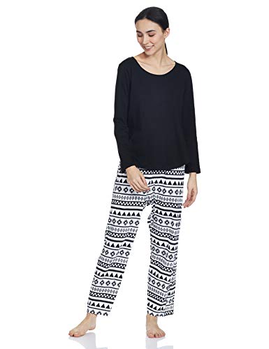 Image of A.T.U.N. (ALL THINGS UBER NICE) Womens Printed Cotton Relaxed Fit Sleepwear Clothing Set | Tees with Pyjama Set