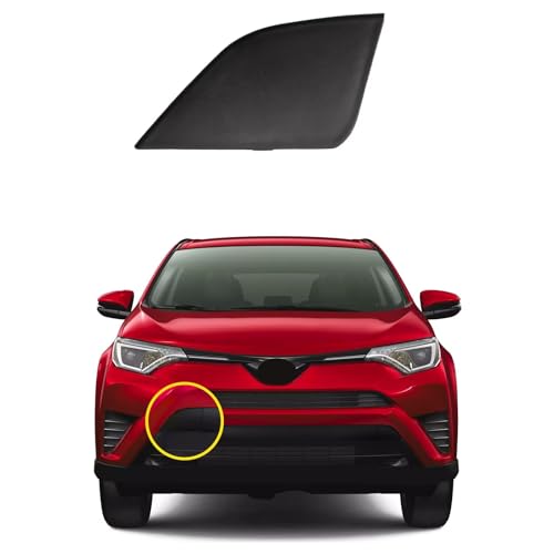 Goholy Car Front Bumper Tow Hook Cover Compatible with Toyota RAV4 2016 2017 2018 Trailer Cover Cap 532850R080 532860R080 Trailer Cover Towing Eye Cap Matte Black Right Side