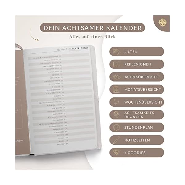 Kalender 2023 Buchkalender A5 "ROSENBLATT" Lebenskompass® - Schöner Wochenkalender & Terminplaner 2023 - Hardcover Taschenkalender 2023 - Buchkalender A5 + Viele Extras – Bild 5