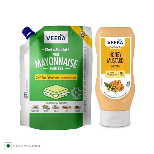Image of Veeba Eggless Mayonnaise Pouch, 875g & Honey Mustard Dressing, 300g