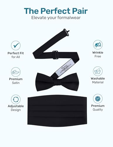 S.H. Churchill & Co. Men's Formal Satin Bowtie and Cummerbund Set4