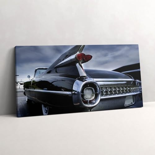 Tableau photo sur toile voiture ancienne Cadillac noire 120x60cm murale déco