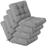 QILLOWAY Outdoor Seat/Back Chair Cushion Tufted Pillow, Spring/Summer Seasonal Replacement Cushions - Pack of 4 (Grey)