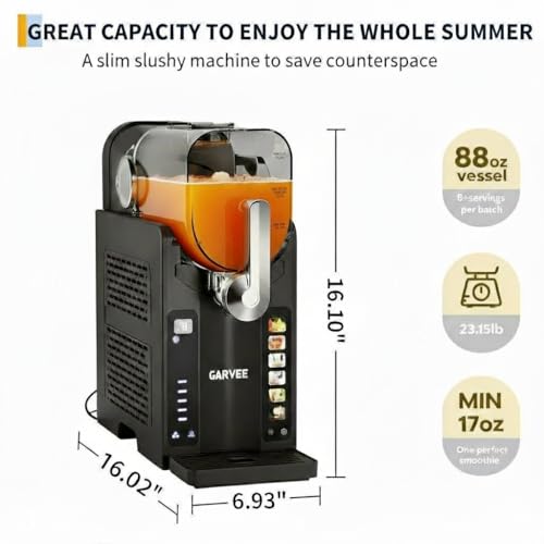 Image of Garvee Slushie Machine for Home No Ice Needed, Frozen Drink Maker with LED Display & 6 Pre-Set Programs, 88 oz Large Capacity for Frozen Margaritas,Frappes,Ice Cream,