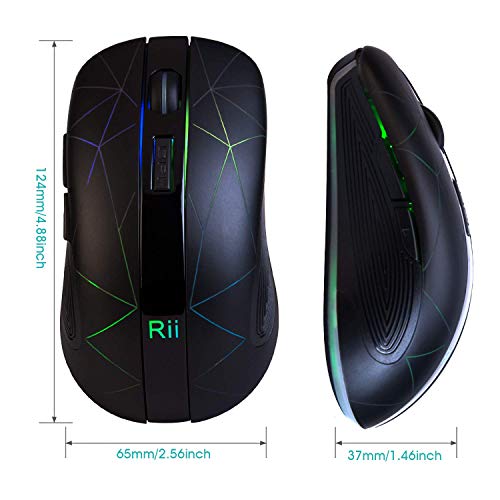 Rii Kabellose Funkmaus, 2.4G Optische Maus Mit USB Nano Empfänger, 7 LED Beleuchtung für Windows/Mac/Linux, Office Home, Schwarz