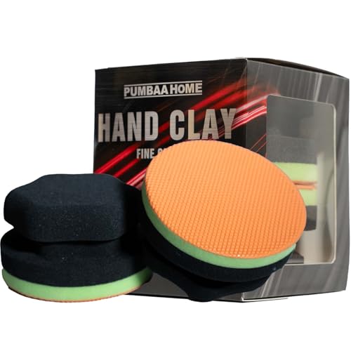 2 Pcs Hand Clay Bar Pad for Car Detailing Synthetic Decontamination Clay Pad for Cleaning Removing Paint Contaminant and Creating a Smooth Surface Sponge Absorbs Water and Soap