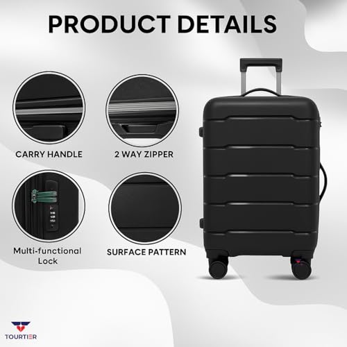 Image of 28-Inch Hard-Shell Luggage Suitcase | Lightweight 3.7 kg | 360 Spinner Wheels | 2-Way Zipper | Multi-Functional Lock | Business & Family Travel Trolley Bag (1, BLACK-28INCH)
