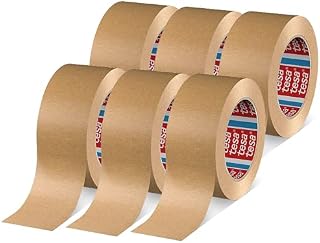 tesa Opakowanie 4713 taśma do pakowania, 6 sztuk, papier do zamykania opakowań, przyjazna dla recyklingu, nie zawiera rozpuszczalników, brązowa, 6 rolek po 50 m x 50 mm
