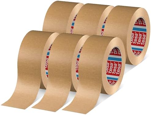 tesa Opakowanie 4713 taśma do pakowania, 6 sztuk, papier do zamykania opakowań, przyjazna dla recyklingu, nie zawiera rozpuszczalników, brązowa, 6 rolek po 50 m x 50 mm