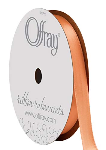 Image of Berwick Offray 475744 3 /8 inch Wide Single Face Satin Ribbon, Cream Orange, 6 Yds