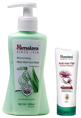 Image of Himalaya Moisturizing Aloe Vera Face Wash, 200ml & Himalaya Anti-Hair Fall Conditioner, 100ml