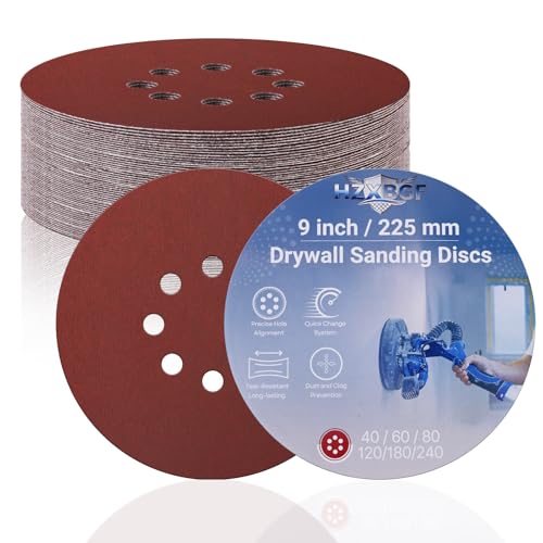 15 PCS 9 Inch 8 Hole Sanding Discs Mix Grit Hook and Loop Round Sandpaper