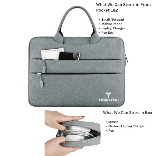 Image of Tabelito Basic 14 Inch Laptop Bag Sleeve Cover with Box for 14-inch laptops HP /Dell /Accer /Apple /Asus /Lenovo /Ultrabook /Razer Etc.Grey 14 INCH