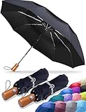 NEW 2 Pack Premium Large Windproof Double Canopy Umbrellas for Rain - Travel Compact Automatic Folding Umbrella for Backpack - Portable Auto Oversized Black Compact Umbrella for Men and Women