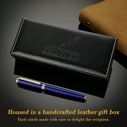 Image of BEILUNER Blue Fountain Pen,Stunning Luxury Pens with 24K Gold Finish, Gorgeous 24K Gilded Nib(Fine), Trustworthy Pen Gift for Men&Women -Ink Converter-Elegant, Graduation,Nice Pen for Writing