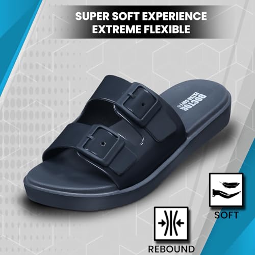 Women's Classic Cushion Sliders/Slippers with Adjustable Buckle Strap for Adult | Comfortable & LightWeight| Stylish & Anti-Skid| Waterproof & Everyday Flip Flops Ladies/Girls D-5234