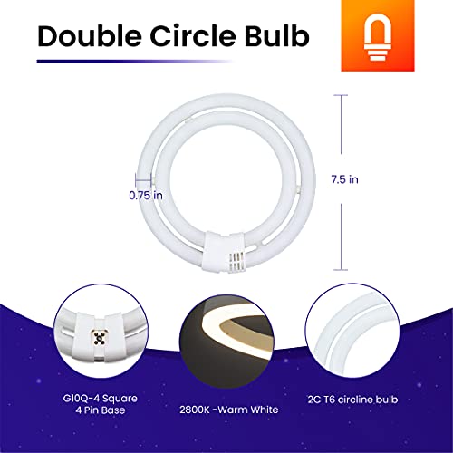 Lumenivo 40W Circline Replacement Bulb 2Ct6 Bulb 2800K Circline Fluorescent Lamp Bulb - Double Circle Light Bulb With G10Q-4 4 Pin Base In A Square - 1 Pack #TOP1