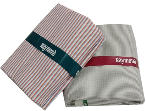 Image of Raymond Premium Unstitched Formal Shirt Fabric, Cotton Blend Stripes, 150 x 150 cm, Regular Fit, Professional Wear Collection