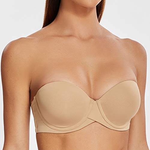 Image of MELENECA Women's Stay Put Padded Cup with Lift Underwire Push Up Strapless Bras