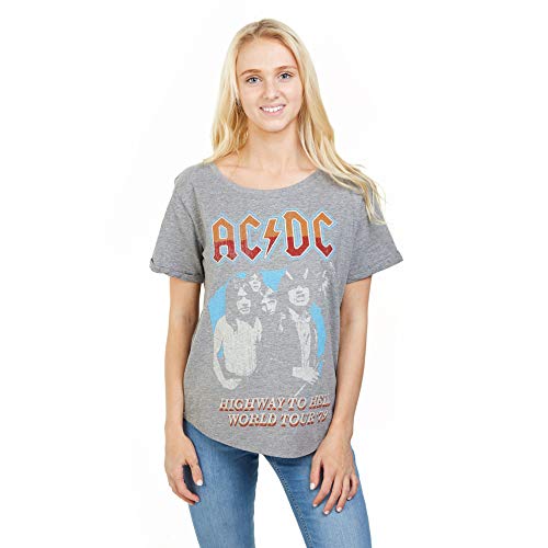 AC/DC Femme Acdc – Highway World Tour 79′ Ladies Fashion Graphite Lrg T shirt, Gris (Graphite Grh), L EU - Les Beatles, Paul McCartney, John Lennon, RIngo Starr, George Harrison AC/DC Femme Acdc - Highway World Tour 79' Ladies Fashion Graphite Lrg T shirt, Gris (Graphite Grh), L EU